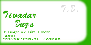 tivadar duzs business card